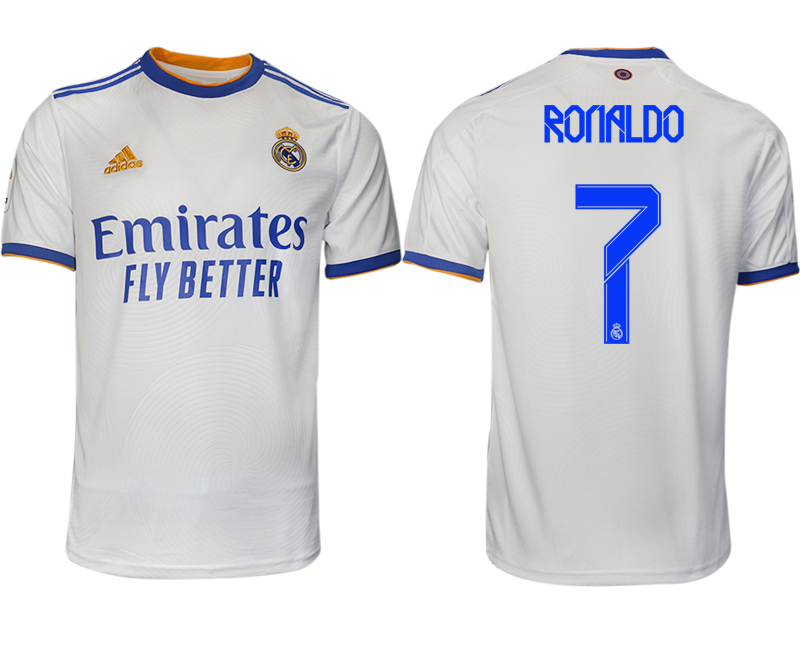 Men 2021-2022 Club Real Madrid home aaa version white #7 Soccer Jerseys